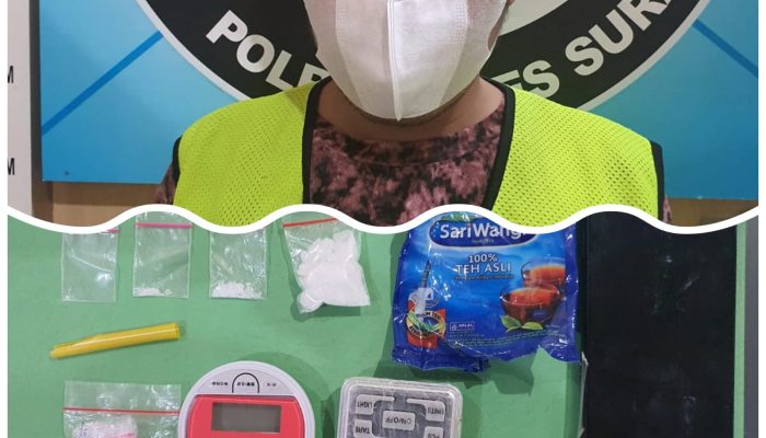 Satresnarkoba Polrestabes Surabaya Amankan tersangka A Z R Bin A N Atas Dugaan Penyalahgunaan Narkotika Jenis Sabu