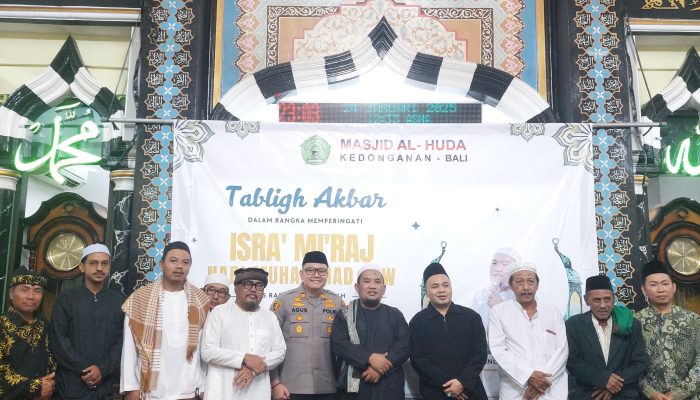 Kapolsek Kuta Ajak Warga Jaga Kamtibmas Dalam Acara Pengajian Umum di Kedonganan Peringati Isra Mi’raj.